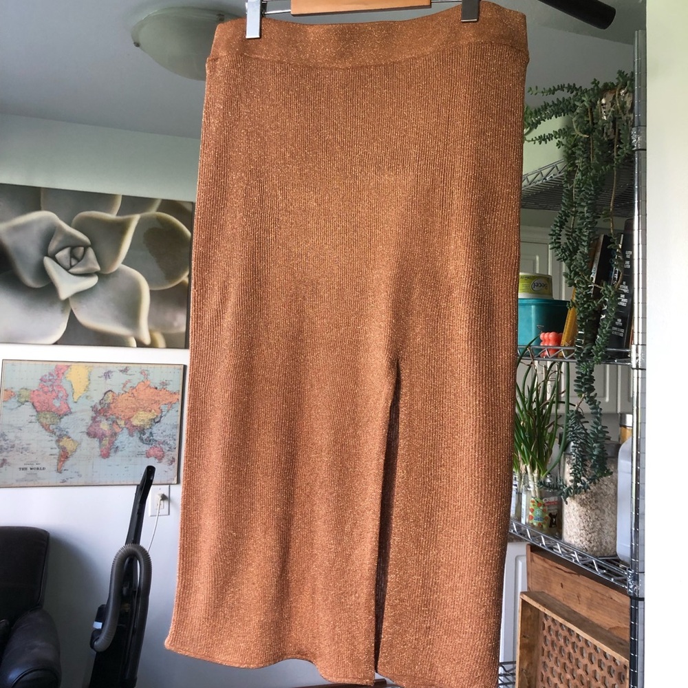 H&M Metallic Copper Knit Maxi Skirt